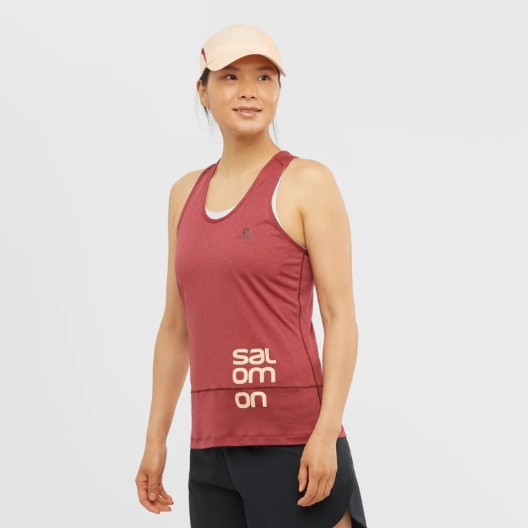 Tank Top Salomon Cross Run Estampados Mujer Rojos | MX YJMH508